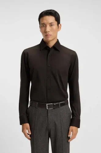 Slim-fit shirt in mercerised cotton