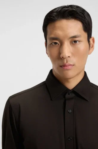 Slim-fit shirt in mercerised cotton