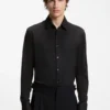 Slim-fit shirt in performance-stretch jacquard