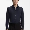 Slim-fit shirt in performance-stretch jacquard
