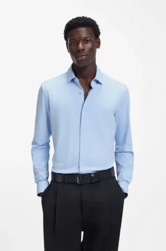 Slim-fit shirt in performance-stretch jersey