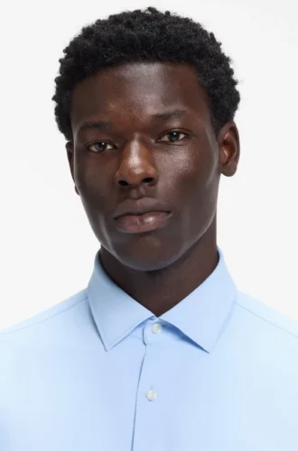 Slim-fit shirt in performance-stretch jersey