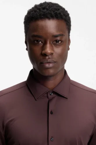 Slim-fit shirt in performance-stretch jersey
