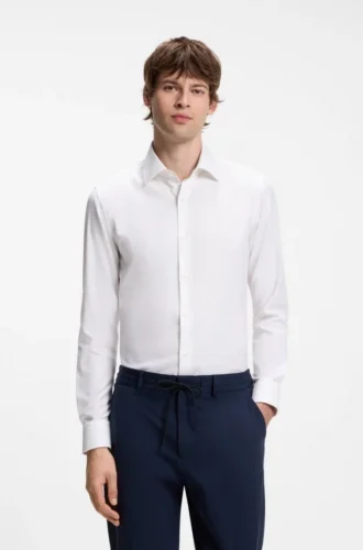 Slim-fit shirt in performance-stretch twill
