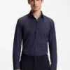 Slim-fit shirt in printed performance stretch fabric