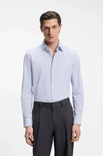 Slim-fit shirt in printed performance stretch fabric