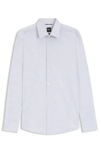 Slim-fit shirt in printed performance stretch fabric