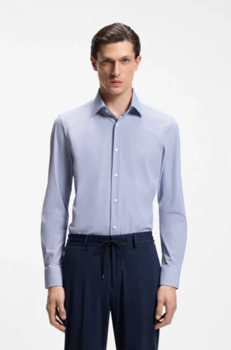 Slim-fit shirt in printed performance stretch fabric