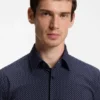 Slim-fit shirt in printed performance stretch fabric
