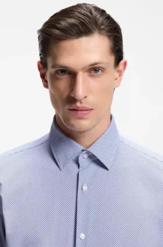 Slim-fit shirt in printed performance stretch fabric