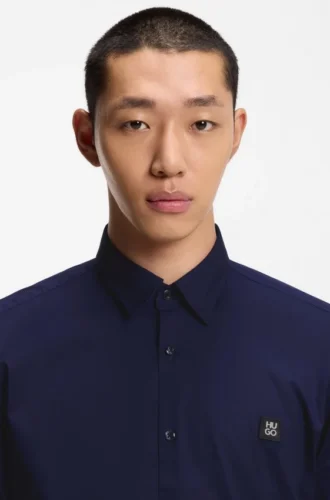 Slim-fit shirt in stretch-cotton canvas