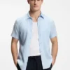 Slim-fit shirt in stretch linen