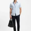 Slim-fit shirt in stretch linen