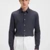 Slim-fit shirt in structured cotton jersey
