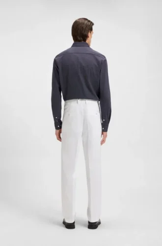 Slim-fit shirt in structured cotton jersey