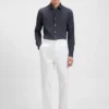 Slim-fit shirt in structured cotton jersey