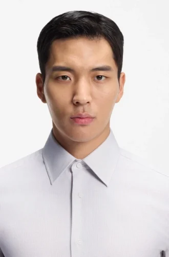 Slim-fit shirt in structured Italian-made cotton