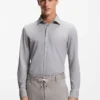 Slim-fit shirt in structured performance-stretch fabric