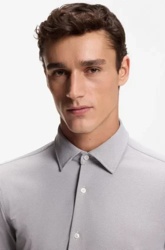 Slim-fit shirt in structured performance-stretch fabric