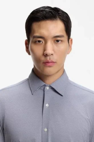Slim-fit shirt in structured performance-stretch fabric