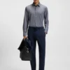 Slim-fit shirt in structured performance-stretch fabric