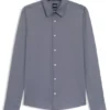 Slim-fit shirt in structured performance-stretch fabric
