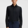 Slim-fit shirt in structured performance-stretch jersey