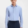 Slim-fit shirt in structured performance-stretch jersey