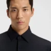 Slim-fit shirt in structured performance-stretch jersey