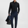 Slim-fit shirt in structured performance-stretch jersey