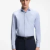Slim-fit shirt in structured wrinkle-free cotton