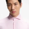 Slim-fit shirt in structured wrinkle-free cotton