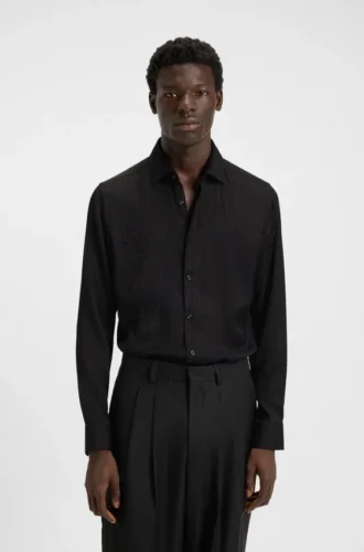 Slim-fit shirt with jacquard pattern