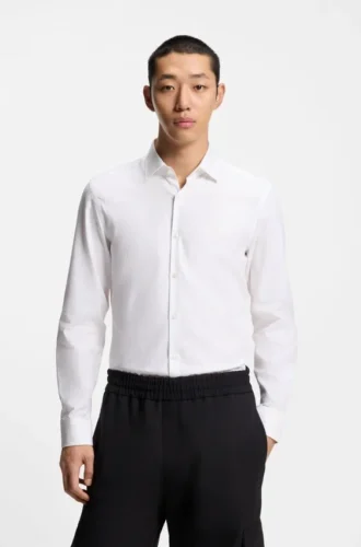 Slim-fit shirt with logo jacquard