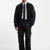 Slim-fit shirt with logo jacquard