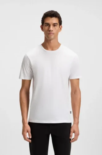 Slim-fit short-sleeved T-shirt in mercerised cotton