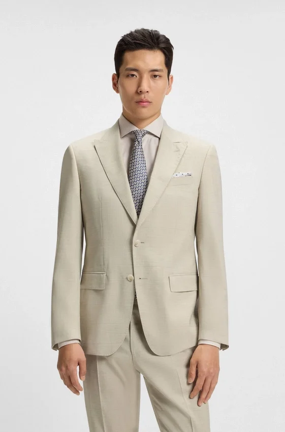 Slim-fit suit in checked stretch wool Slim-fit suit in checked stretch wool