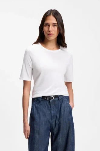 Slim-fit T-shirt in cotton, modal and silk