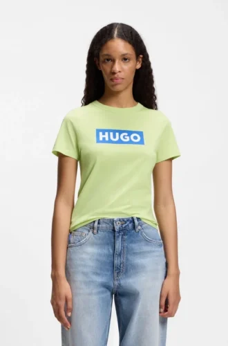 Slim-fit T-shirt in cotton with blue boxed logo