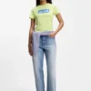 Slim-fit T-shirt in cotton with blue boxed logo