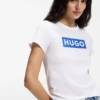 Slim-fit T-shirt in cotton with blue boxed logo