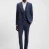 Slim-fit three-piece suit in stretch sharkskin
