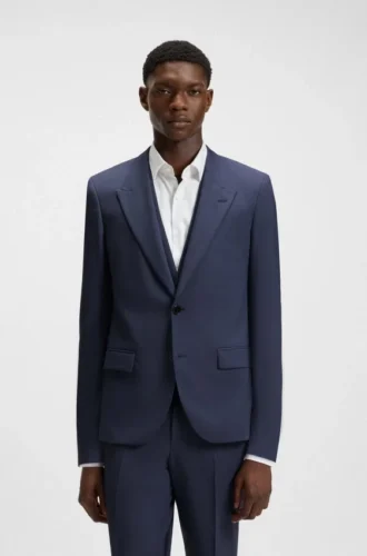 Slim-fit three-piece suit in stretch sharkskin