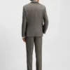Slim-fit three-piece suit in stretch sharkskin