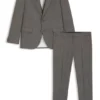 Slim-fit three-piece suit in stretch sharkskin