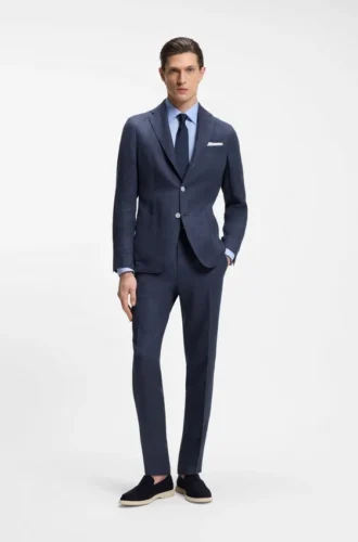 Slim-fit trousers in a linen blend