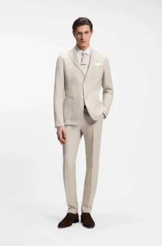 Slim-fit trousers in a linen blend