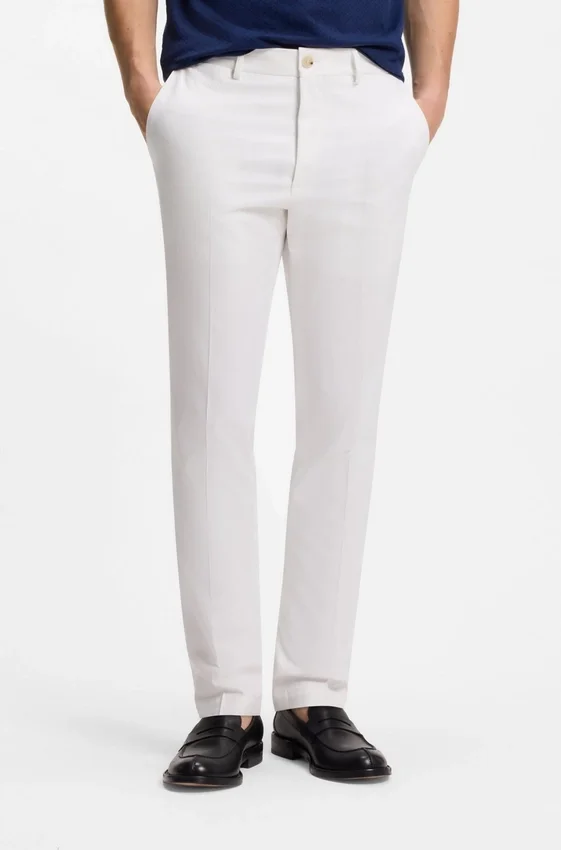 Slim-fit trousers in cotton, silk and stretch Slim-fit trousers in cotton, silk and stretch