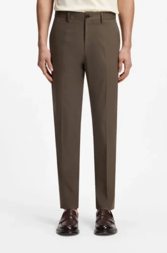 Slim-fit trousers in cotton, silk and stretch