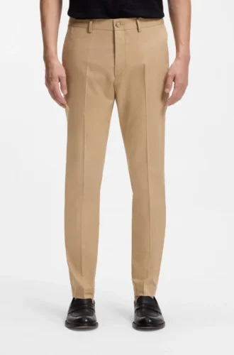 Slim-fit trousers in cotton, silk and stretch